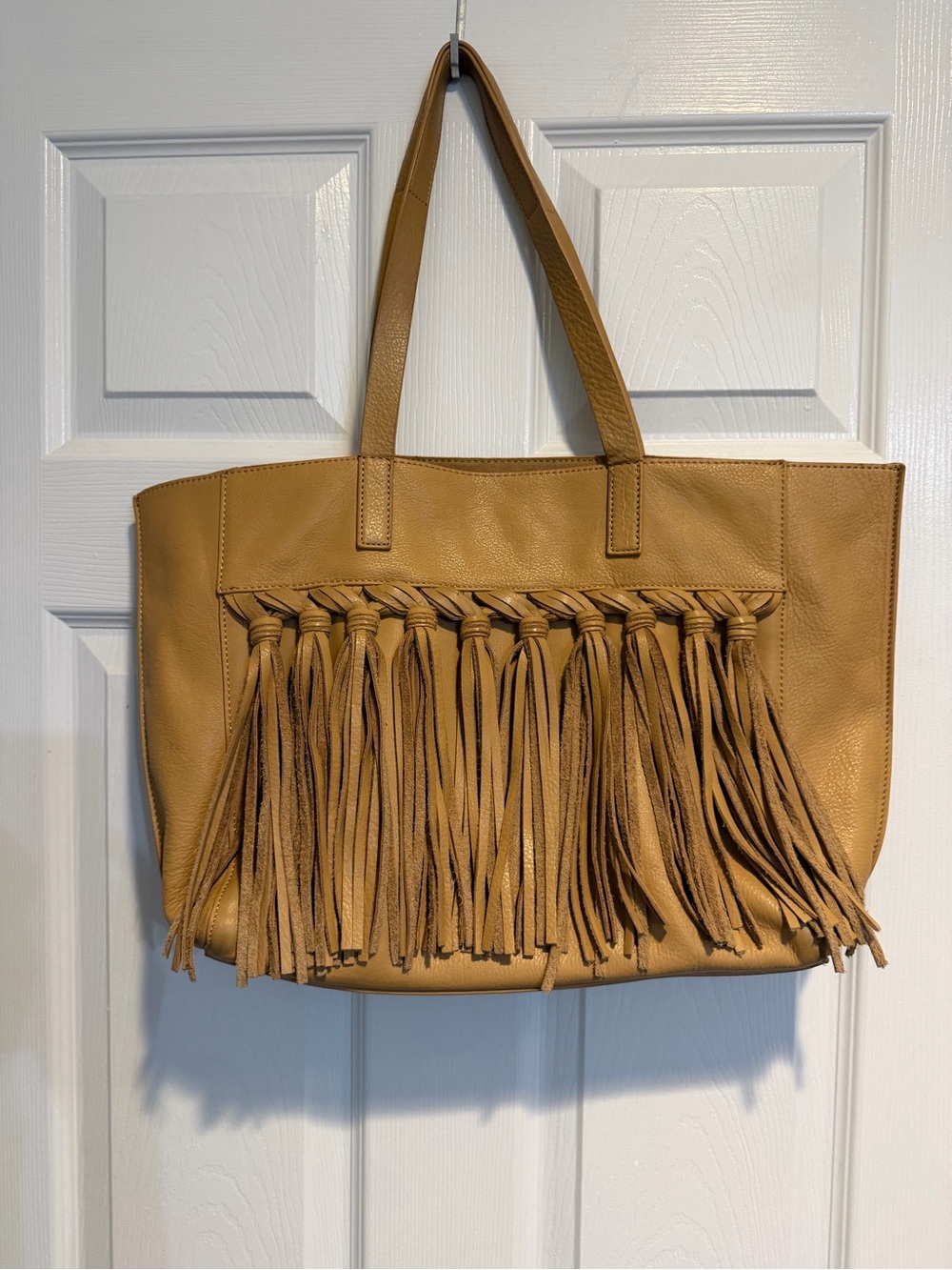 Via Spiga Tan Fringe Leather Tote